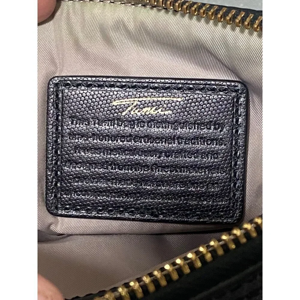Vintage TUMI Leather Zip Pouch Wristlet Bag in Black